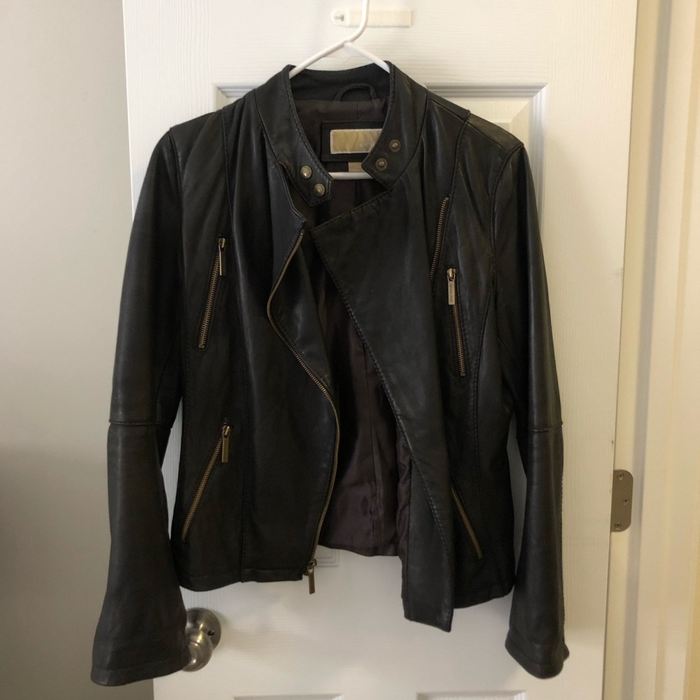Michael Kira Black Leather Moto Jacket